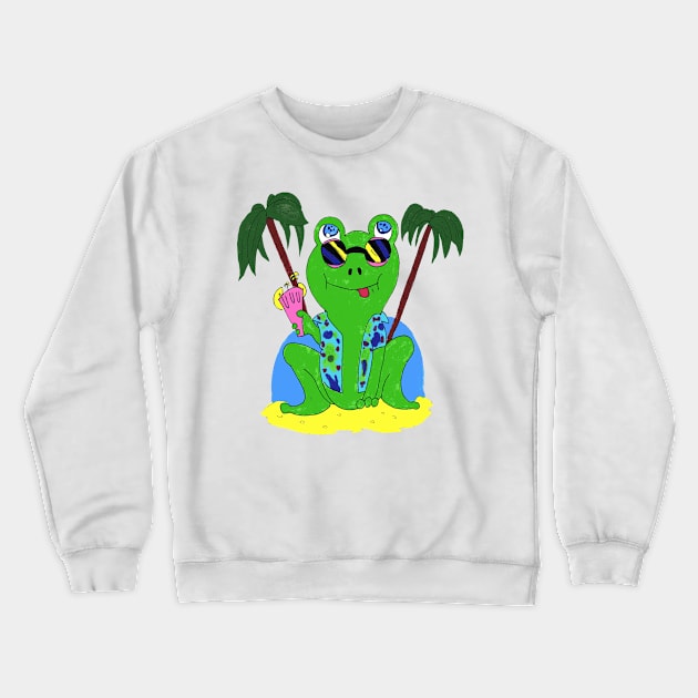 Frog At The Beach Crewneck Sweatshirt by FilMate